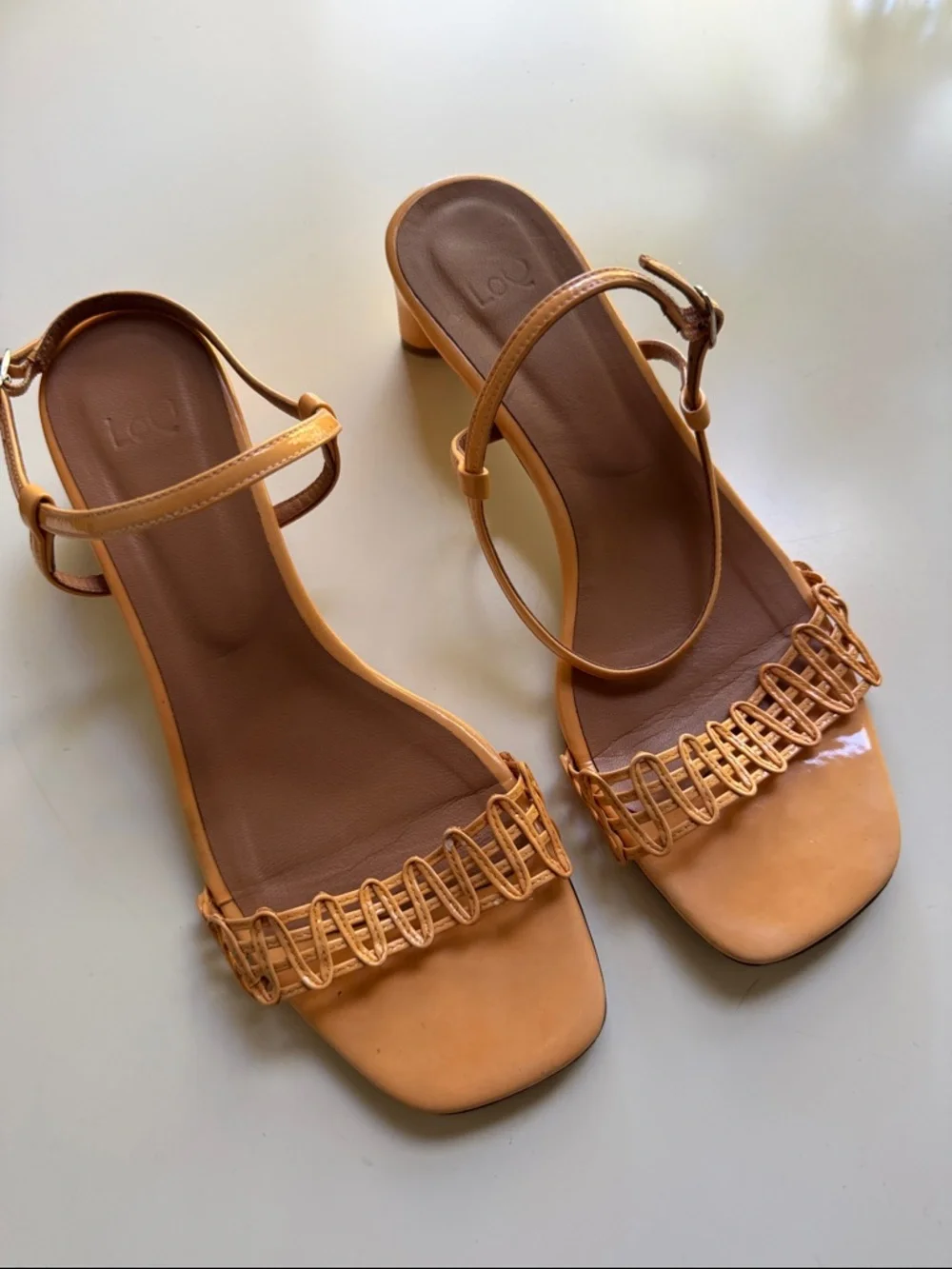 LOQ Luisa Heel Sandal in Cantaloupe Patent - Size 39 - Picture 2 of 7